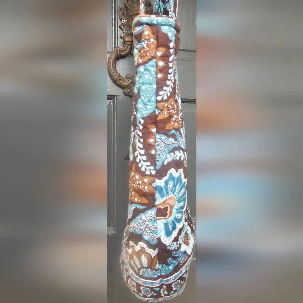 Retired Vera Bradley Blue Java Brown Floral Paisley Tote - Picture 4 of 16